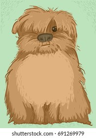 Cute Animal Illustration Featuring a Fluffy Dog with a Blank Space on His Stomach