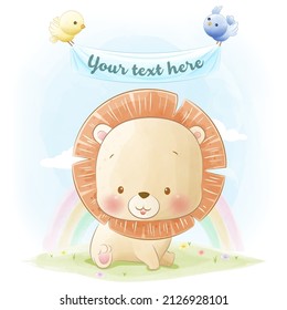 Cute animal illustration little Lion