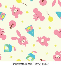 Cute animal illustration material pattern
