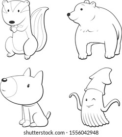 Cute animal illustration on white background