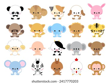 Cute animal illustration set for toddlers