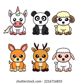 Conjunto vectorial de ilustración de animales de corte