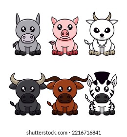 Cute animal illustration vector bundle