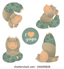 Cute animal illustration of yoga pose. Vector illustration