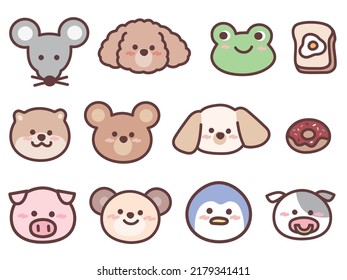 Cute animal illustration.Pigs, penguins, dogs, cows, frogs, bears.