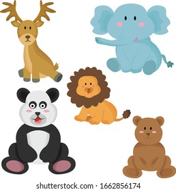 cute animal isolated in white cute animals with simple design