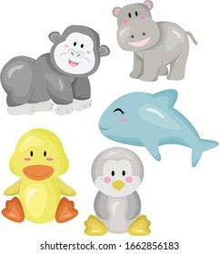 cute animal isolated in white cute animals with simple design