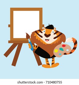 Cute animal for kid series. Lion painting illustration