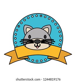 cute animal label emblem