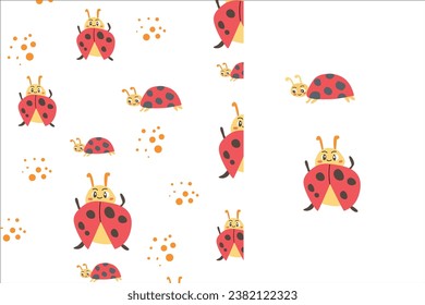 cute animal ladybug and seamless pattern