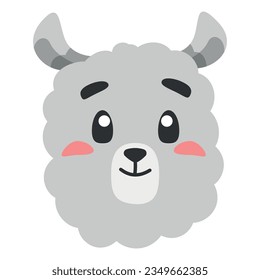 cute animal lama icon, flat illustration for your design flat style