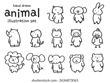 Cute animal line drawing set