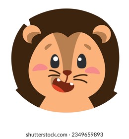 cute animal lion icon, flat illustration for your design flat style
