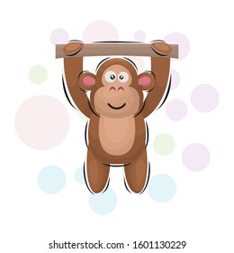 Cute animal little monkey illustration Premium Vector
