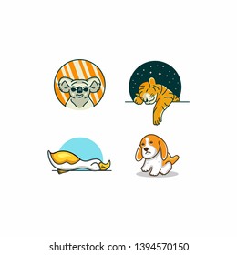 cute animal logos set vector