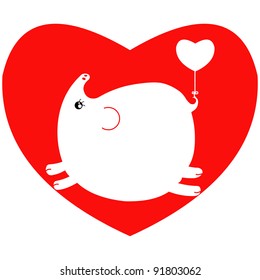 Cute animal in the love shape, suitable use for valentine design element.