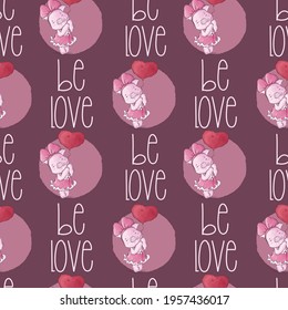 Cute animal lovely pig seamless pattern