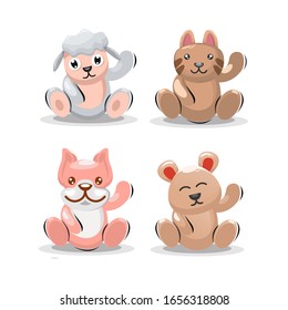 cute animal mascot cartoon vector, sheep, cat, dog, bear