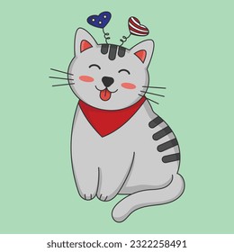 Cute animal mascot vector for 4th of July concept. Vector patriotic animal. Cute character icon