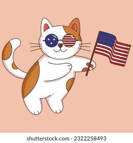 Cute animal mascot vector for 4th of July concept. Vector patriotic animal. Cute character icon