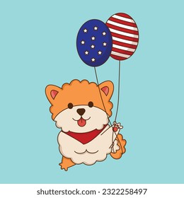 Cute animal mascot vector for 4th of July concept. Vector patriotic animal. Cute character icon