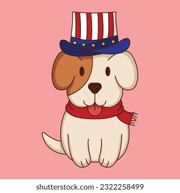 Cute animal mascot vector for 4th of July concept. Vector patriotic animal. Cute character icon