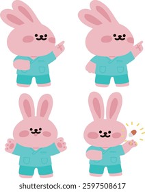 Cute animal medical staff characters