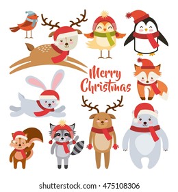 cute animal merry christmas isolated icon vector illustration design