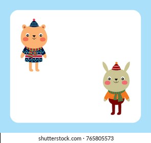 cute animal message tag vector