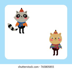 cute animal message tag vector