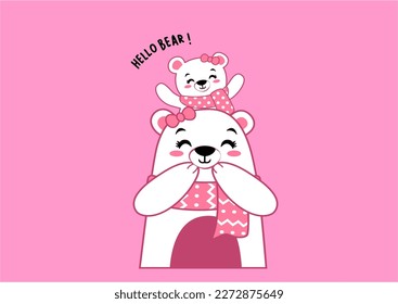 cute animal with mom vector illustration for kids printing