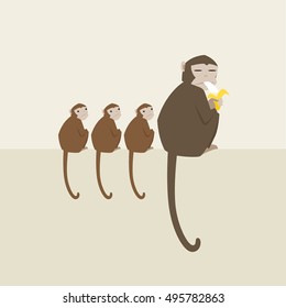 cute animal monkey like banana vector illustration flat design