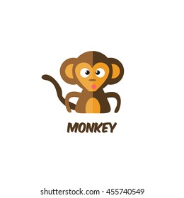 Cute Animal (monkey) Vector Illustration. flat style design