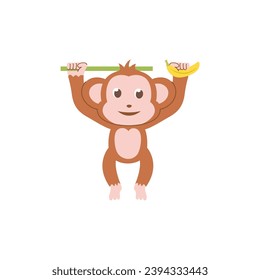 cute animal monkey vector set forest
