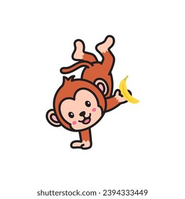 cute animal monkey vector set set
