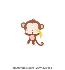 cute animal monkey vector set safari