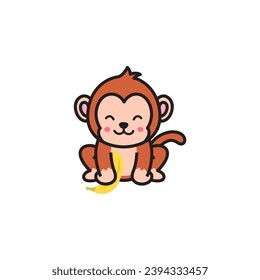 cute animal monkey vector set graphic