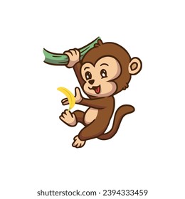 cute animal monkey vector set illustration