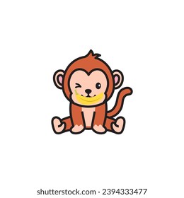 cute animal monkey vector set animal