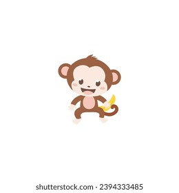 cute animal monkey vector set design