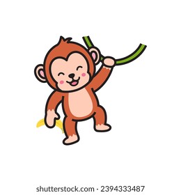 cute animal monkey vector set cute