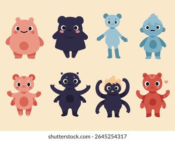 Cute Animal Monsters and Fantasy Creatures Set