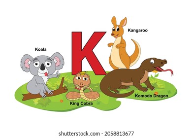 cute animal name with alphabet letter K