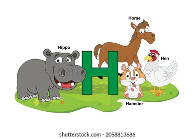 cute animal name with alphabet letter H