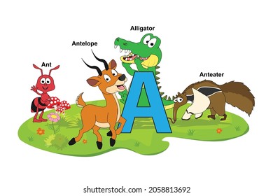 cute animal name with alphabet letter A