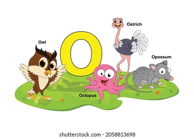 cute animal name with alphabet letter O