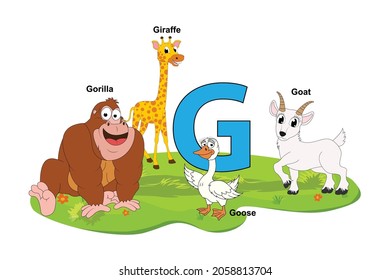 cute animal name with alphabet letter G