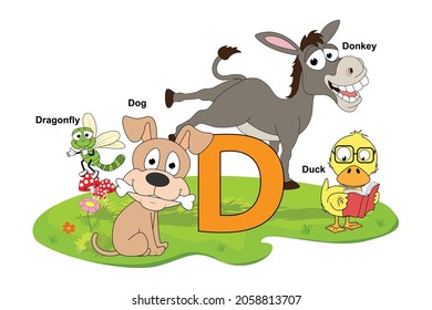 Cute Animal Name With Alphabet Letter D