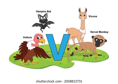 cute animal name with alphabet letter V