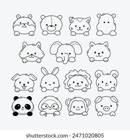 Cute Animal Outline icons symbol
